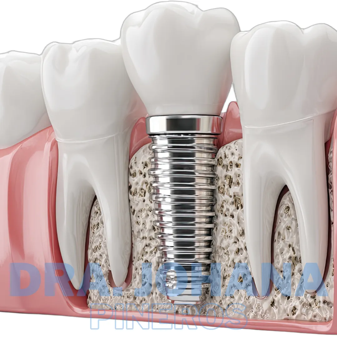Corte transversal de un implante dental
