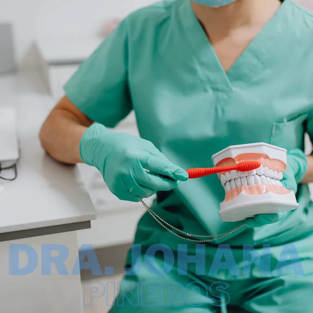 Explicación de técnica de cepillado con modelo dental en Pereira